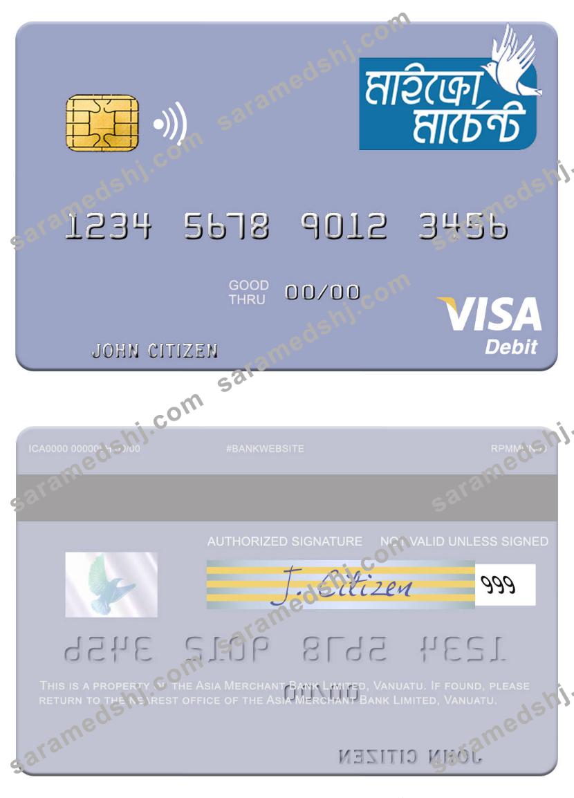Vanuatu Asia Merchant Bank Limited visa debit card